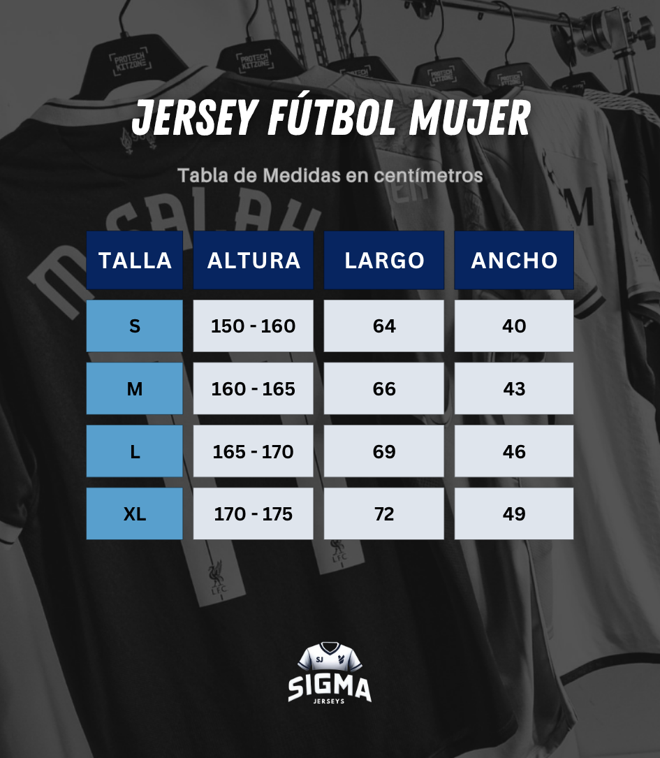 Tallas fútbol mujer